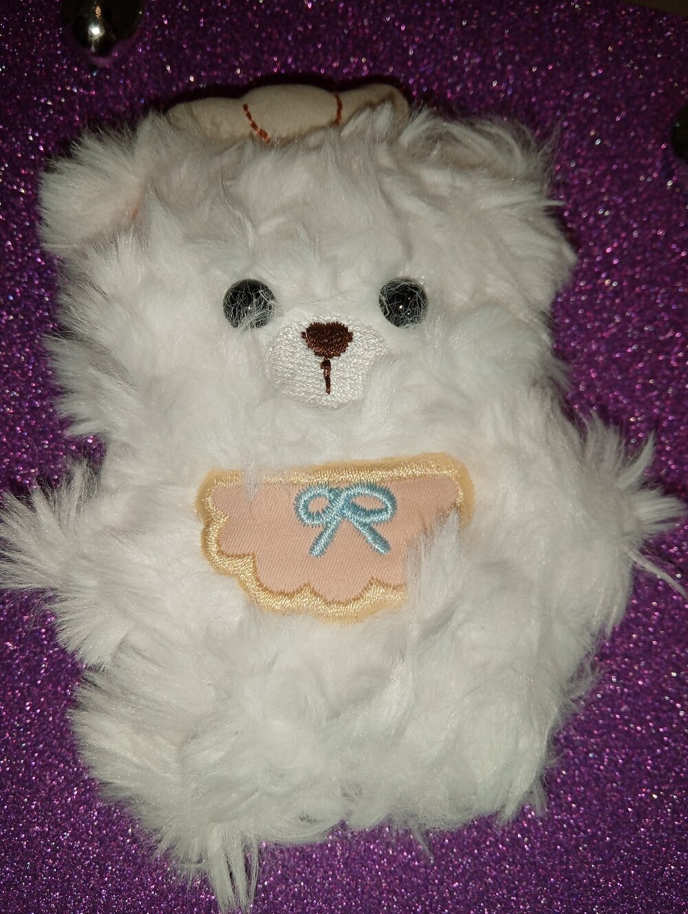 Plush Cute White Chef Bear Keychain Pendant Unbranded